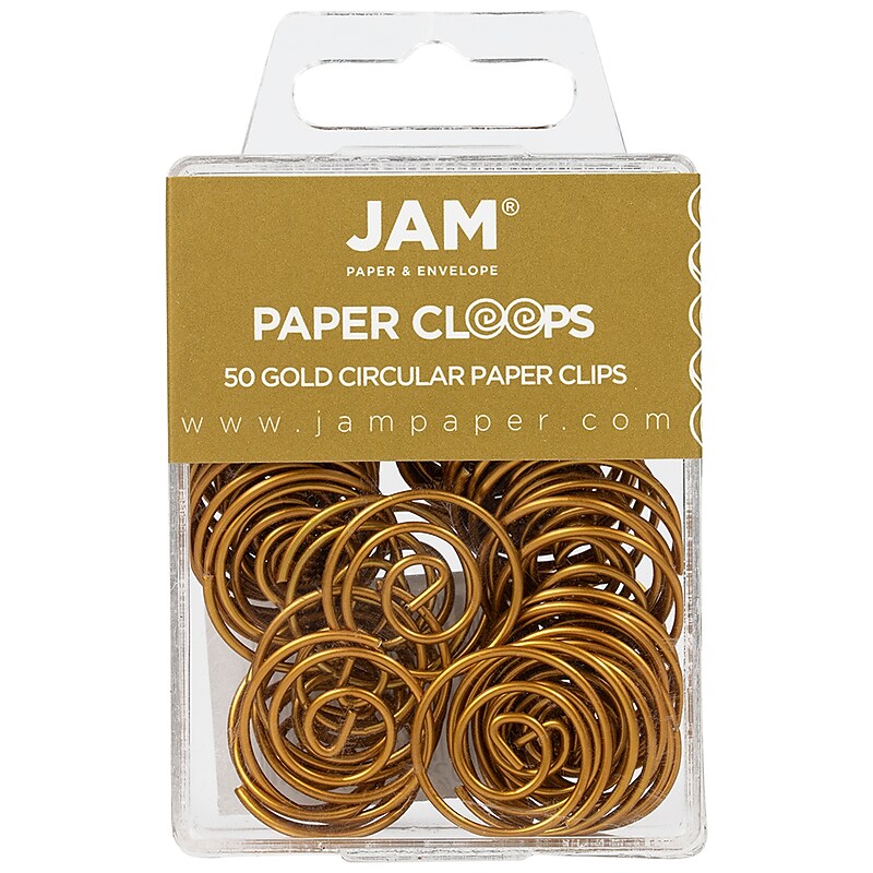 JAM Paper Circular Small Paper Clips, Gold, 2 Packs of 50 (21832062B) image 1