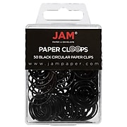 JAM Paper Colored Circular Paper Clips, Round Paperclips, Black, 2 Packs of 50 (2187133B)