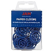 JAM Paper Colored Circular Paper Clips, Round Paperclips, Dark Blue, 50/Pack (2187134)