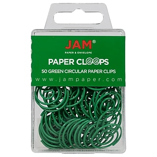 JAM Paper Colored Circular Paper Clips, Round Paperclips, Green, 2 Packs of 50 (2187135B)~#|#~sp145003505_sc7