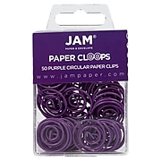 JAM Paper Colored Circular Paper Clips, Round Paperclips, Purple, 50/Pack (2187137)