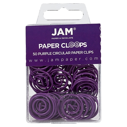 JAM Paper Colored Circular Paper Clips, Round Paperclips, Purple, 2 Packs of 50 (2187137B)~#|#~sp145003511_sc7