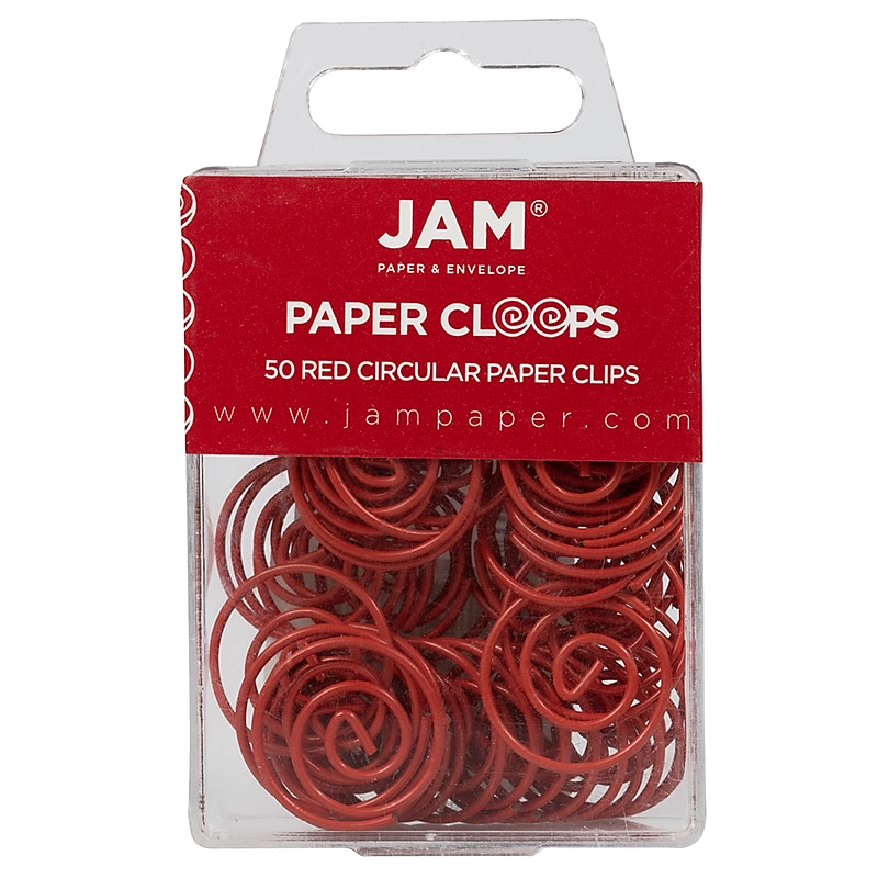 JAM Paper Circular Small Paper Clips, Red, 2 Packs of 50 (2187138B) image 1