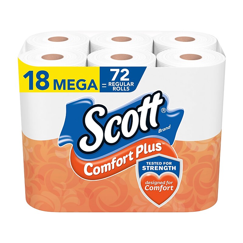 Scott Comfort Plus 1-Ply Standard Toilet Paper, White, 462 Sheets/Roll, 18 Rolls/Case (54258) image 1