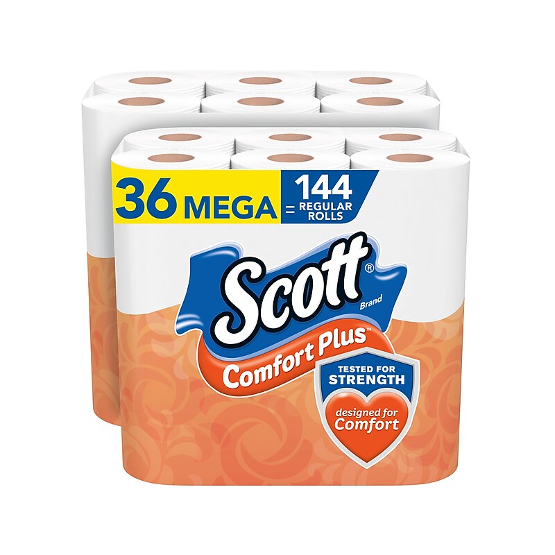 Scott Comfort Plus 1-Ply Standard Toilet Paper, White, 462 Sheets/Roll, 36 Rolls/Case (54262) image 1
