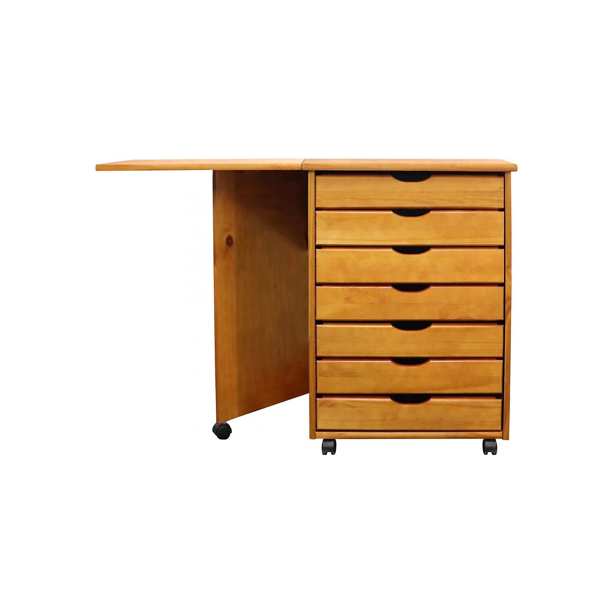 Adeptus Drop Leaf 7-Drawer Vertical File Cabinet, Mobile, Specialty, Medium Pine, 15″ (76178) Simolary simolary.com
