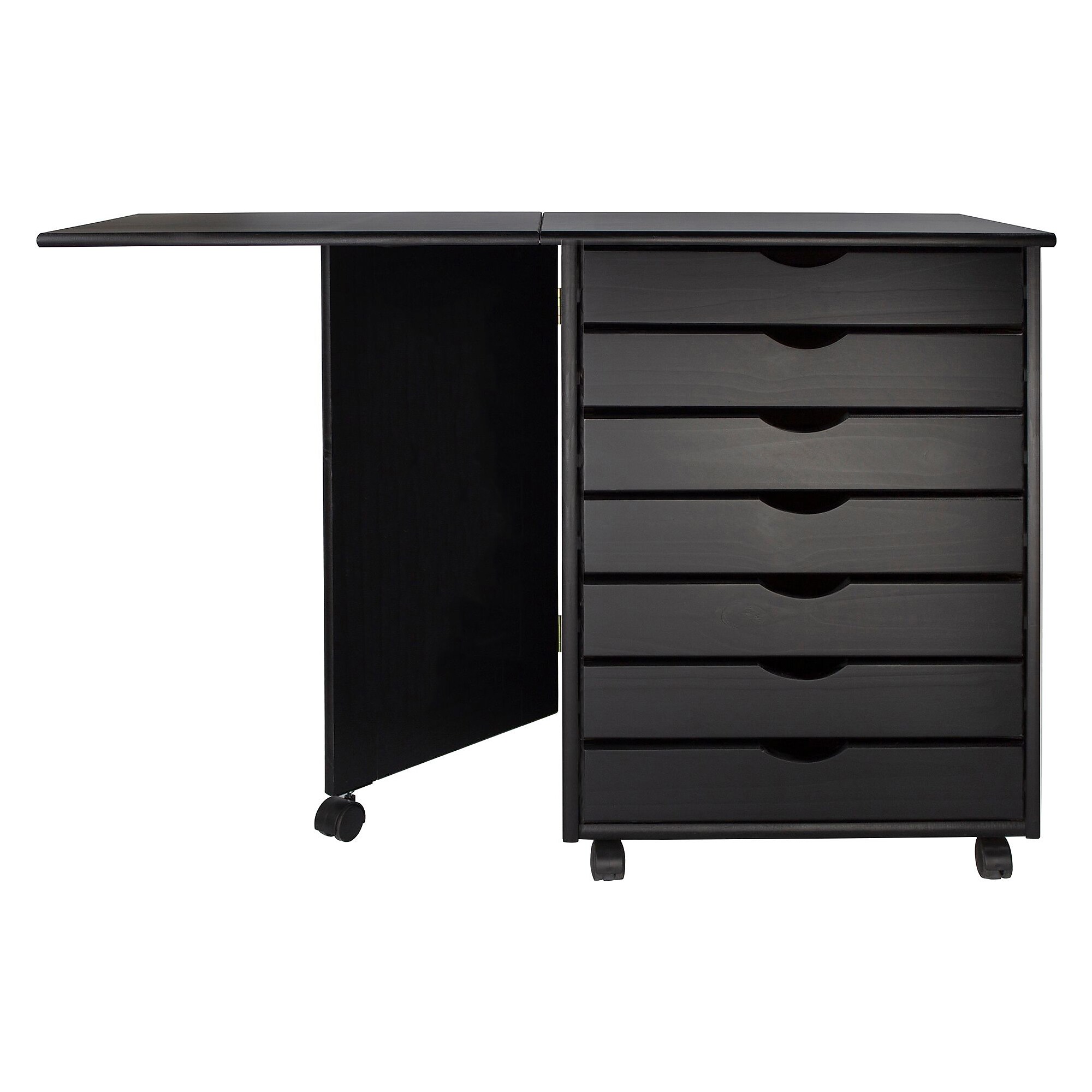 Adeptus Drop Leaf 7-Drawer Lateral File Cabinet, Mobile, Specialty, Matte Black, 21.4″ (76180) Simolary simolary.com