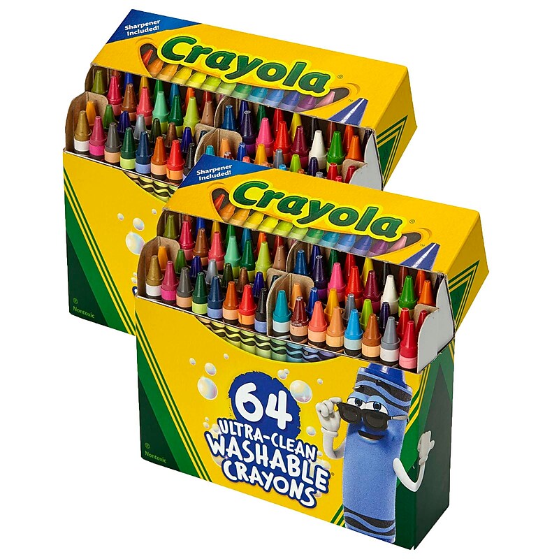 Crayola Ultra-Clean Washable Crayons, 64/Pack, 2 Packs (BIN523287-2) image 1