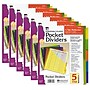 Charles Leonard Index Dividers with Pockets, 5-Tab, Assorted Colors, 5/Pack, 6 Packs (CHL48505ST-6)~#|#~sp145092573_sc7
