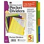 Charles Leonard Index Dividers with Pockets, 5-Tab, Assorted Colors, 5/Pack, 6 Packs (CHL48505ST-6)~#|#~sp145092574_sc7