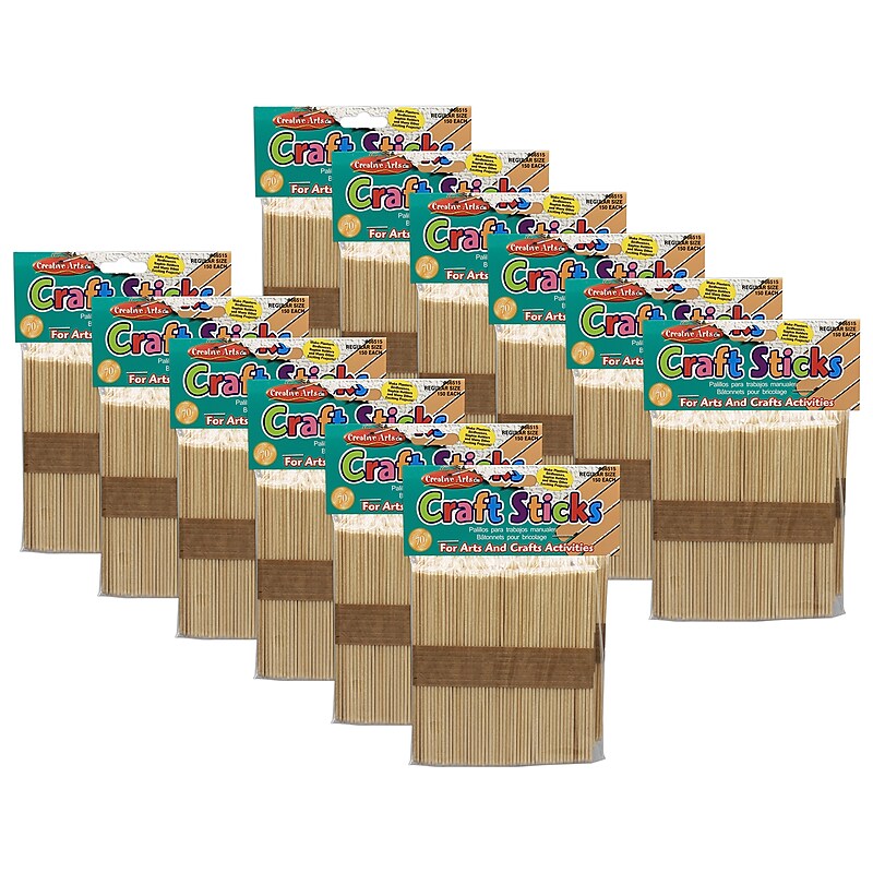 CLI Creative Arts Craft Sticks, Natural, 150/Pack, 12 Packs (CHL66515-12) image 1