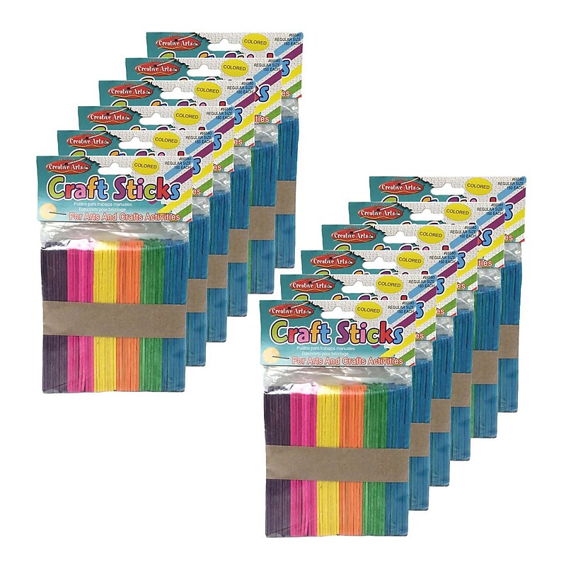 CLI Colored Craft Sticks, Regular Size, 4-1/2" x 3/8", 150/Pack, 12 Packs (CHL66580-12) image 1