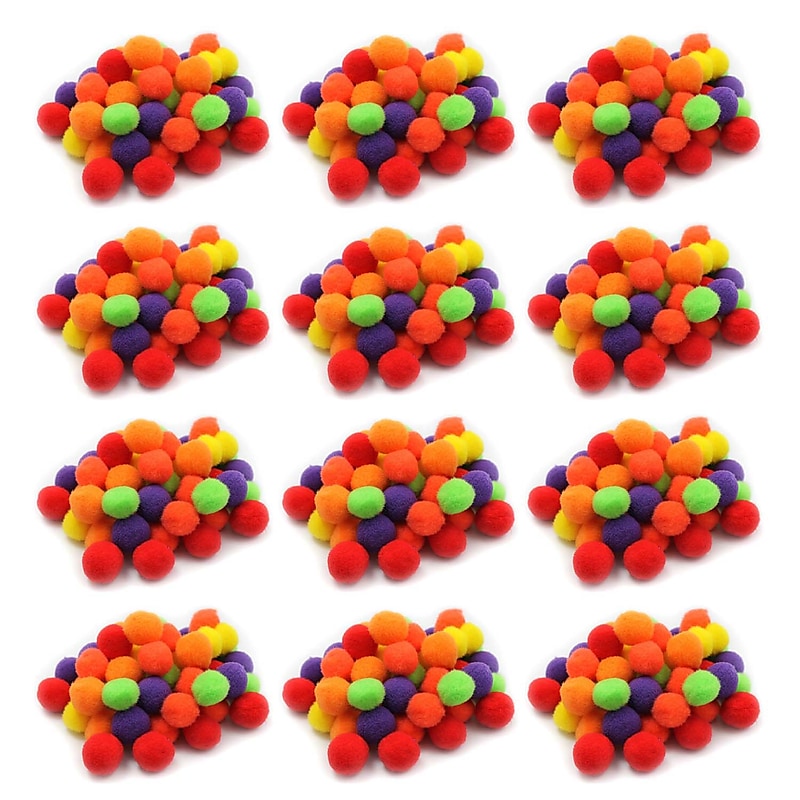 CLI Pom-Poms 1", Assorted Hot Colors, 50/Pack, 12 Packs (CHL69516-12) image 1
