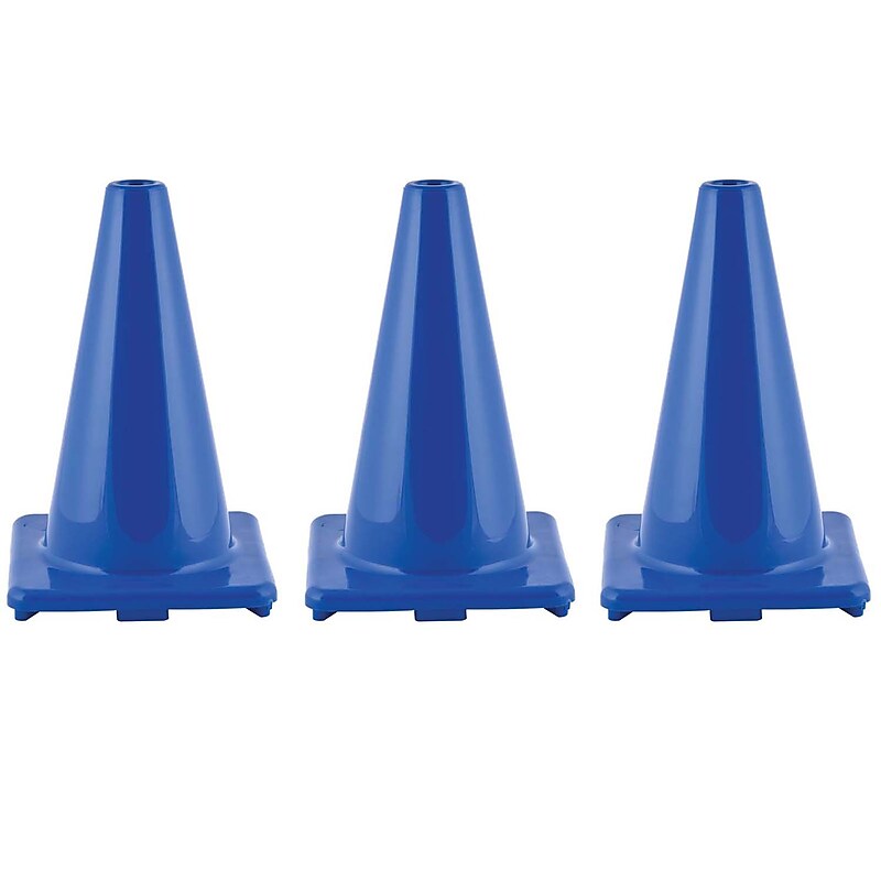 Champion Sports Hi-Visibility Flexible Vinyl Cone, 12", Royal Blue, 3/Bundle (CHSC12BL-3) image 1