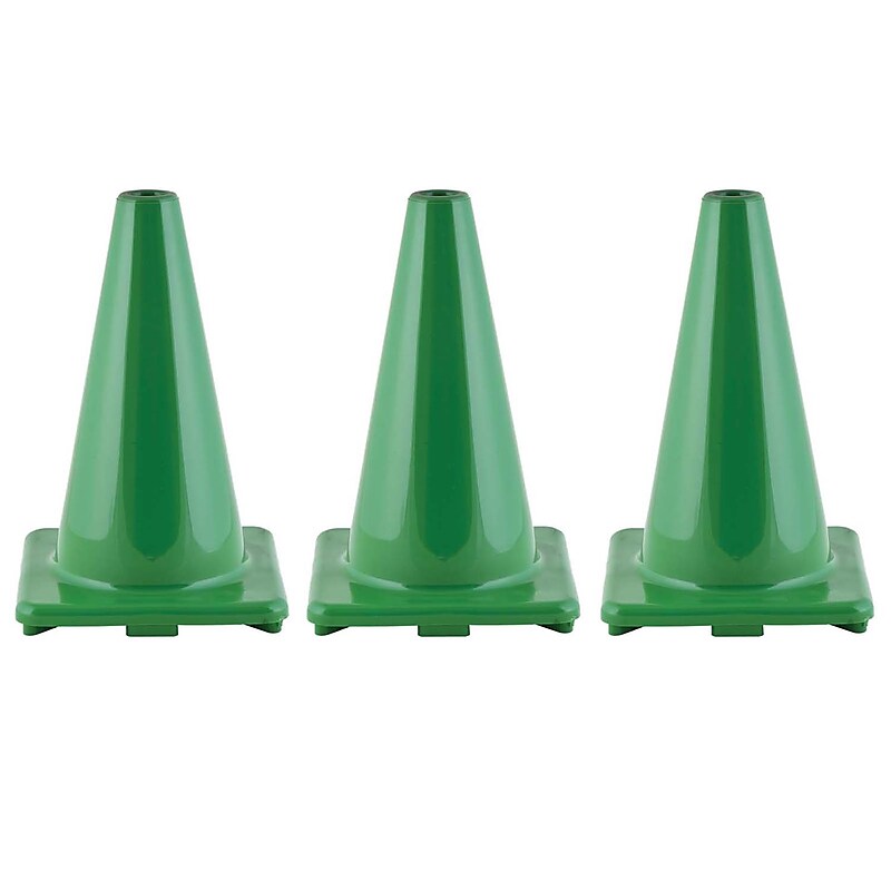 Champion Sports Hi-Visibility Flexible Vinyl Cone, 12", Green, 3/Bundle (CHSC12GN-3) image 1