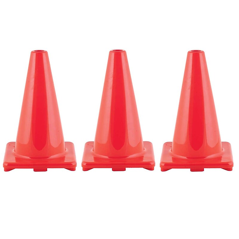Champion Sports Hi-Visibility Flexible Vinyl Cone, 12", Orange, 3/Bundle (CHSC12OR-3) image 1