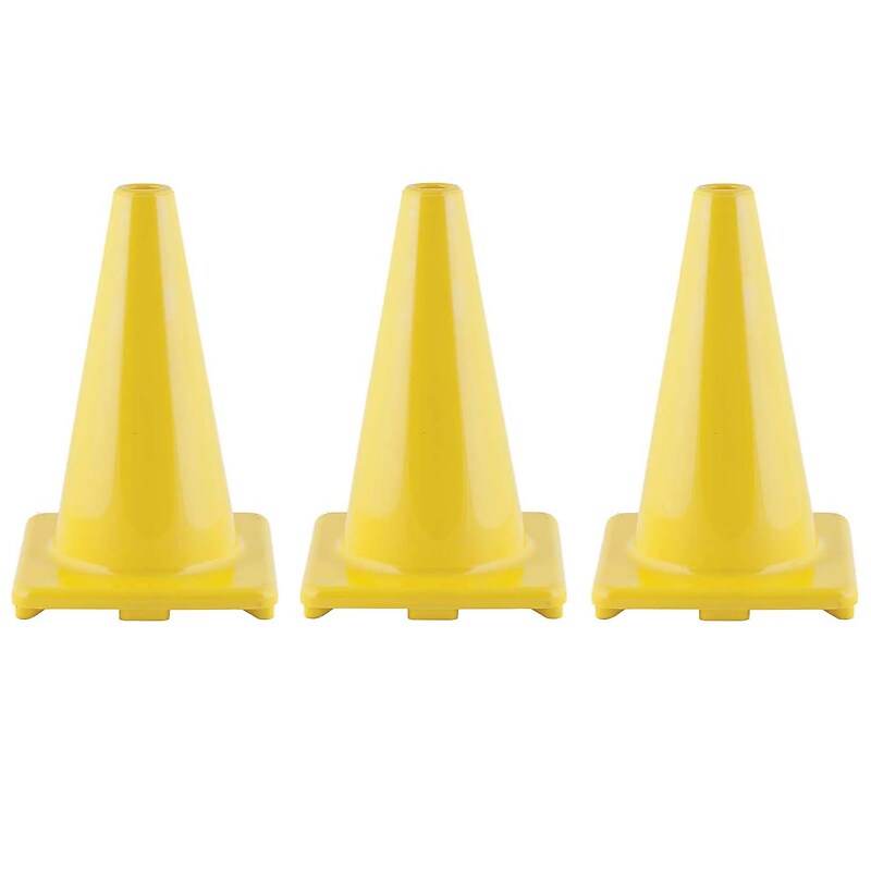 Champion Sports Hi-Visibility Flexible Vinyl Cone, 12", Yellow, 3/Bundle (CHSC12YL-3) image 1