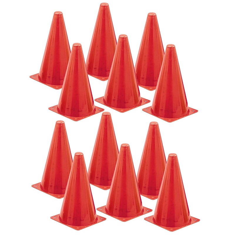 Champion Sports Hi-Visibility 9" Safety Cone, Pack of 12 (CHSTC9-12) image 1