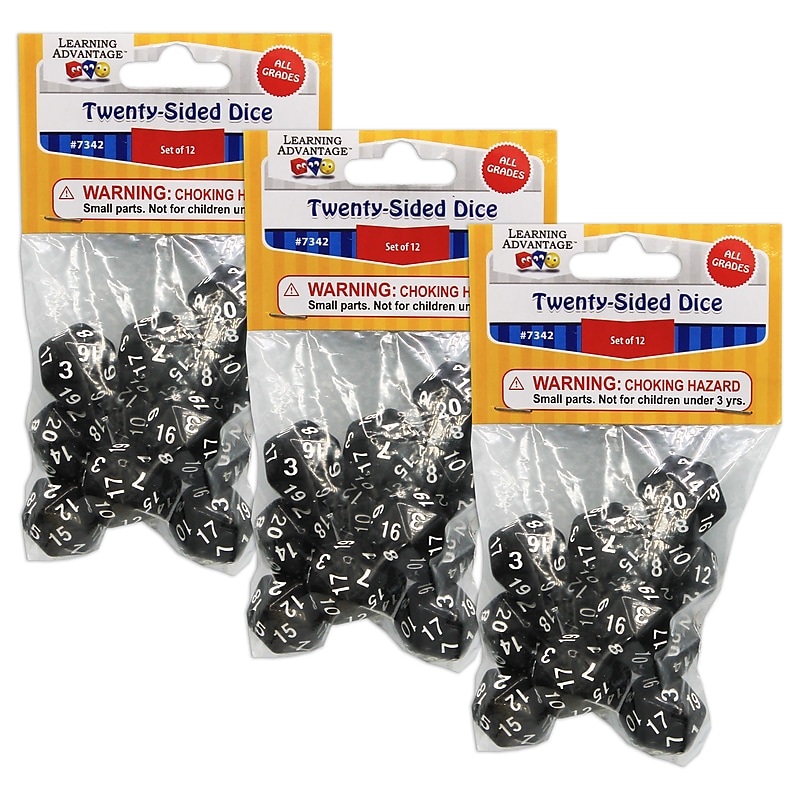 Learning Advantage Polyhedra Dice, 20 Sides, 12 Per Pack, 3 Packs (CTU7342-3) image 1