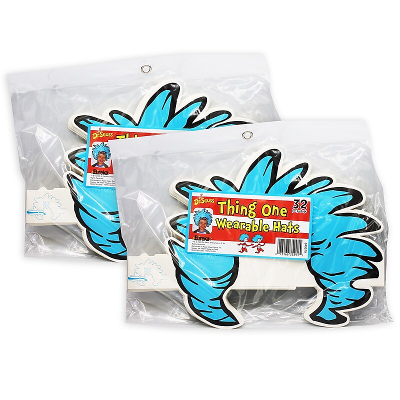 Eureka Dr. Seuss Thing Hair Wearable Cut Out Hats, 32 Per Pack, 2 Packs (EU-849579-2) image 1