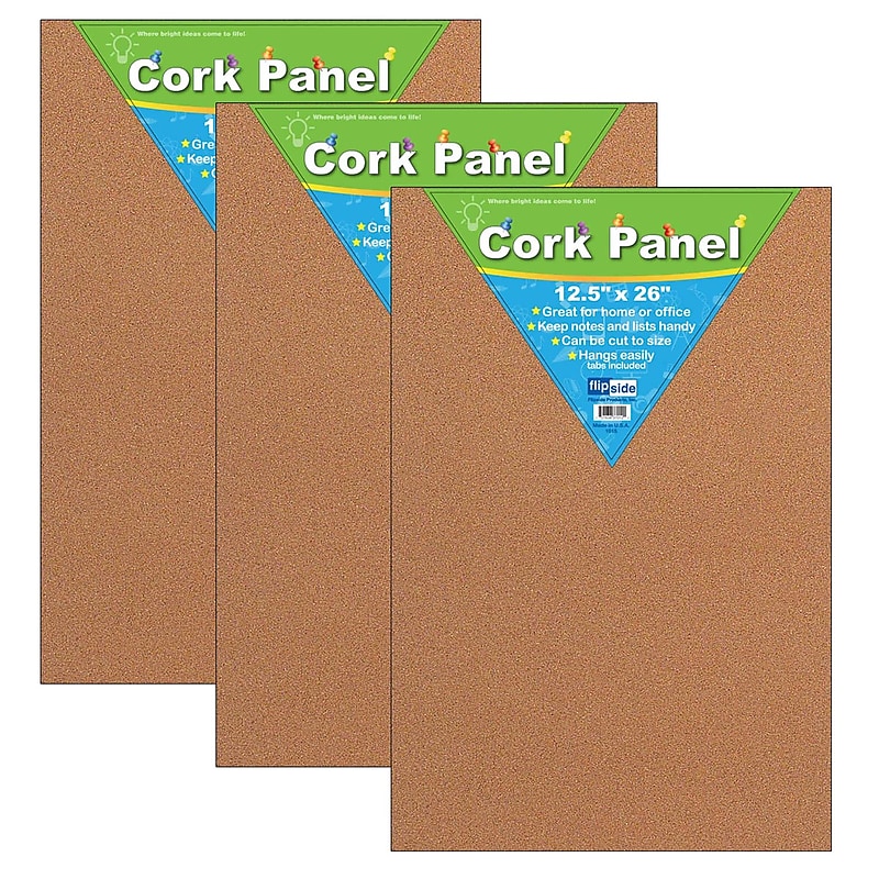 Flipside Products Cork Panel, 12.5" x 26", Pack of 3 (FLP37012-3) image 1