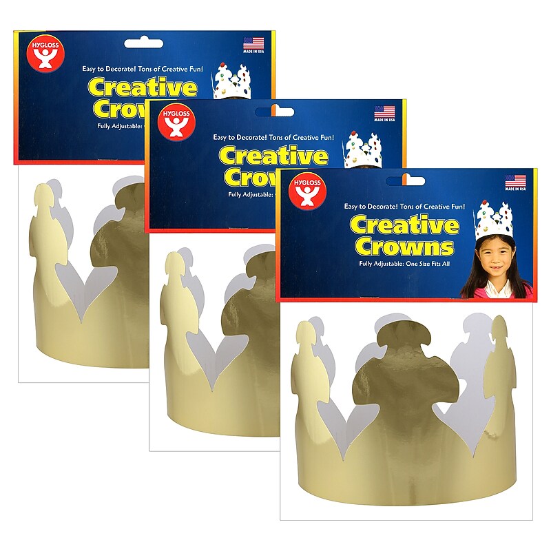 Hygloss Bright Gold Crowns, 24 Per Pack, 3 Packs (HYG65244-3) image 1