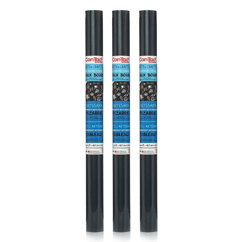 Con-Tact Adhesive Chalkboard Roll, 18" x 6', Black, 3/Bundle (KIT06FC905206-3) image 1