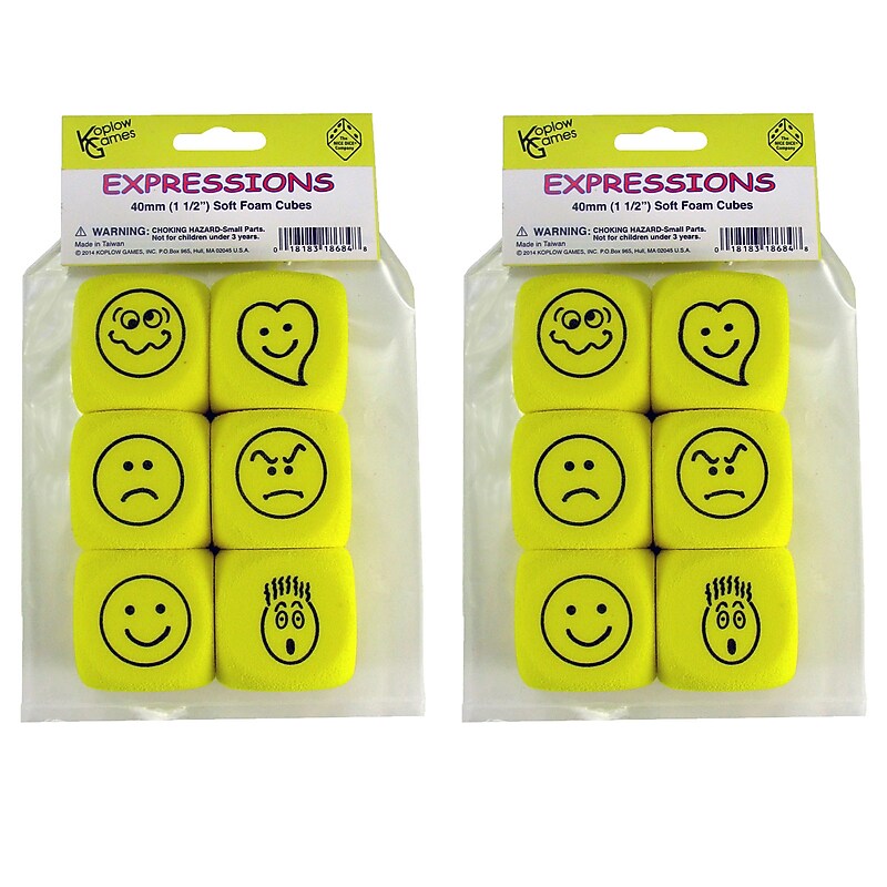 Koplow Games Foam Expressions Dice, 6 Per Pack, 2 Packs (KOP18684-2) image 1