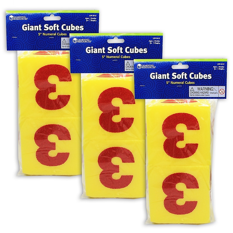Learning Resources Giant Soft Numeral Cubes, Yellow, 2/Pack, 3 Packs/Bundle (LER0412) image 1