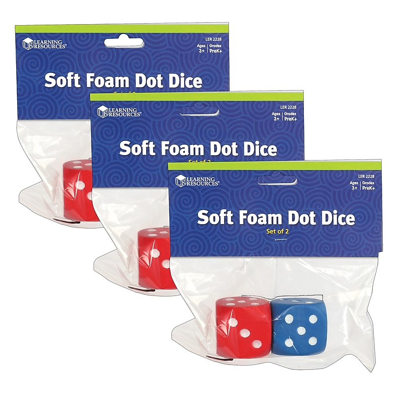 Learning Resources Foam Dot Dice, 2 Per Pack, 3 Packs (LER2228-3) image 1