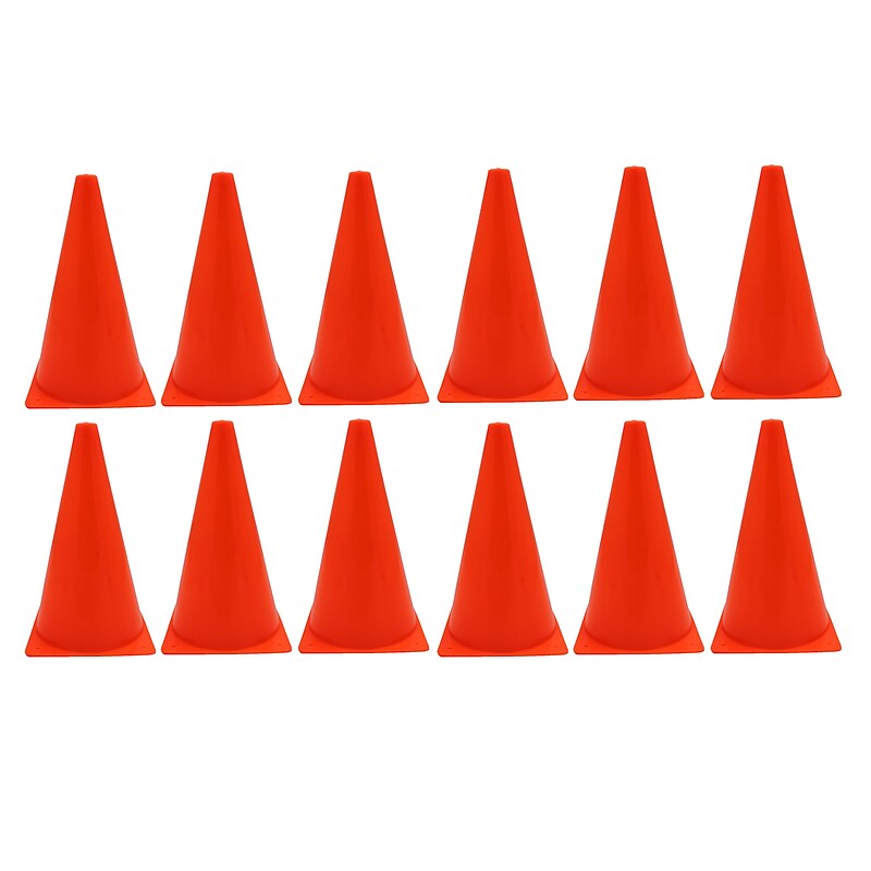 Martin Sports Safety Cone, 9" High With Base, Orange, Pack of 12 (MASSC9-12) image 1