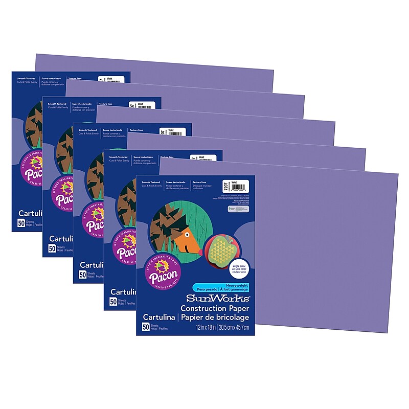 Prang® Construction Paper, Violet, 12" x 18", 50 Sheets Per Pack, 5 Packs (PAC7207-5) image 1