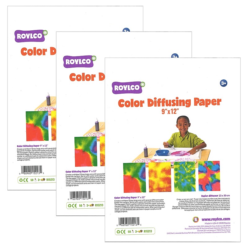 Roylco Color Diffusing Paper, 9" x 12", White, 50/Pack, 3 Packs/Bundle (R-15213-3) image 1