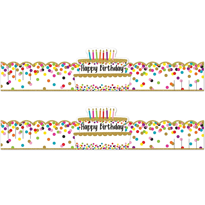 Teacher Created Resources Confetti Happy Birthday Crowns, 24" x 5", White/Multicolor, 30/Pack, 2 Packs (TCR1210-2) image 1
