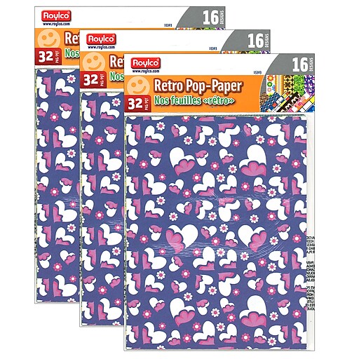 Roylco Retro PopPaper, 8.5" x 11", 32 Sheets Per Pack, 3 Packs (R