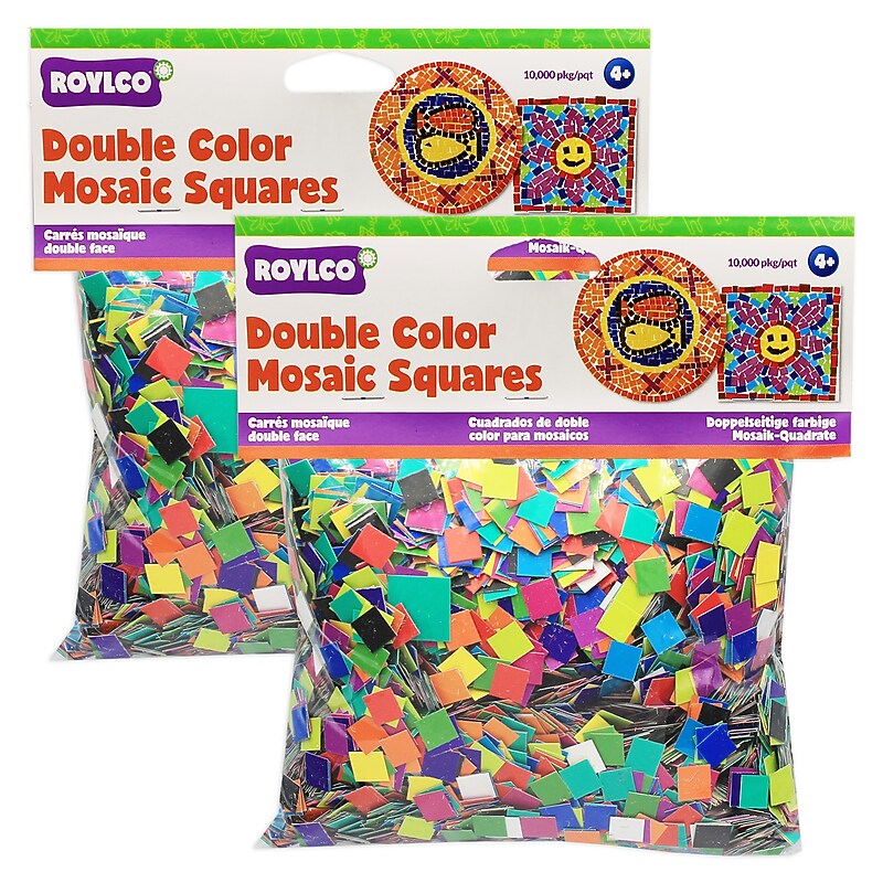 Roylco Double Color Mosaic Squares, 3/8", Assorted Colors, 10,000/Pack, 2 Packs/Bundle (R-15630-2) image 1