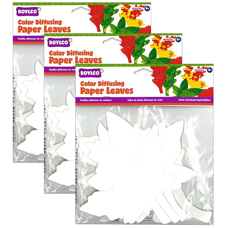Roylco Color Diffusing Paper Leaves, 7" x 9", 80/Pack, 3 Packs/Bundle (R-2442-3) image 1
