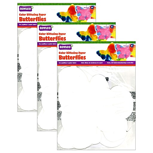 Roylco Color Diffusing Paper Butterflies, 48 Per Pack, 3 Packs (R2445