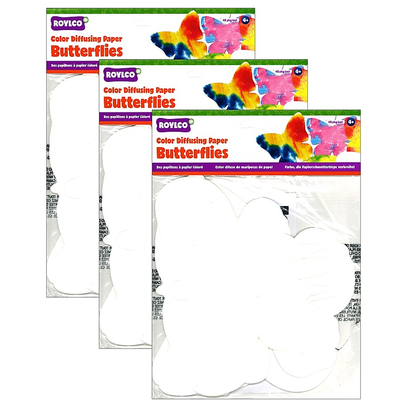 Roylco Color Diffusing Paper Butterflies, 48 Per Pack, 3 Packs (R-2445-3) image 1