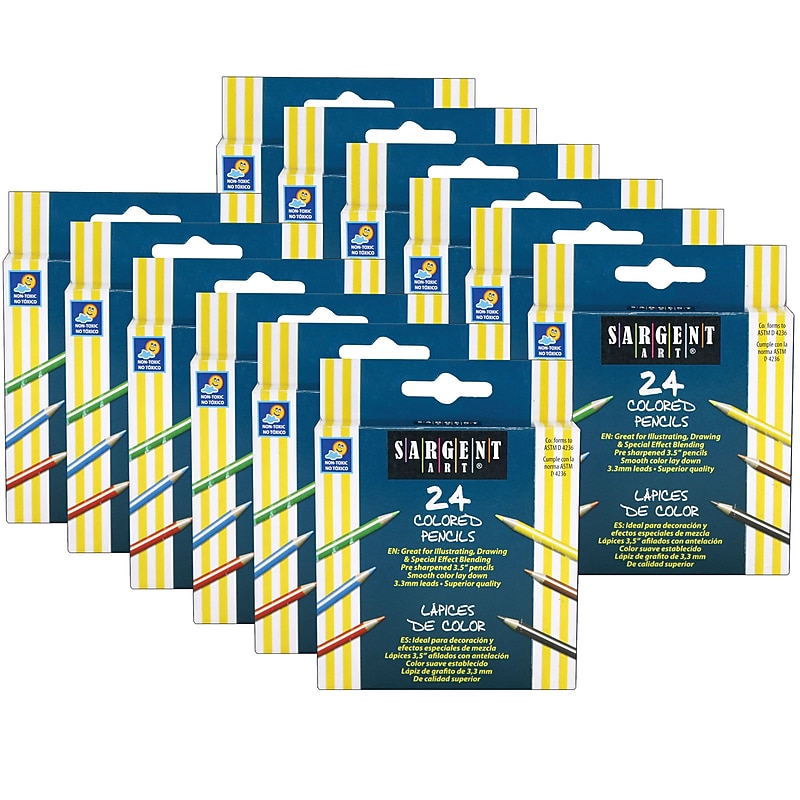 Sargent Art Half Size Colored Pencils, 24 Colors/Box, 12 Boxes (SAR227218-12) image 1