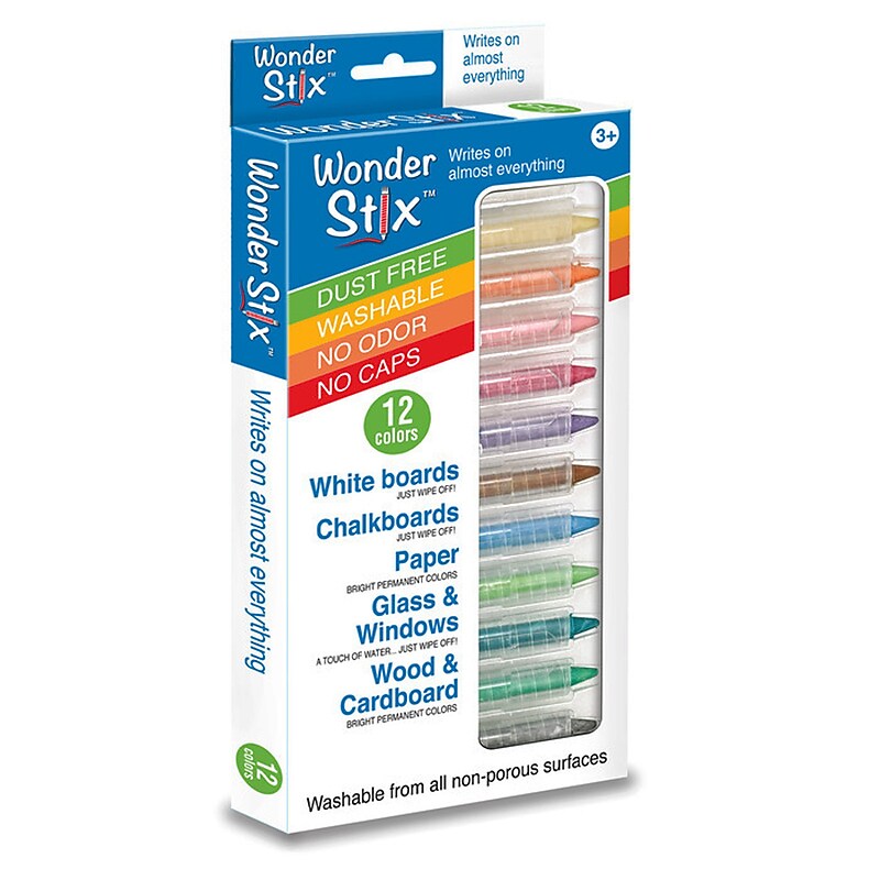 The Pencil Grip Wonder Stix Washable Crayons, Assorted Colors, 12/Pack, 3 Packs (TPG637-3) image 1