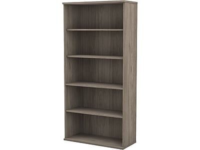 Bush Business Furniture Studio C 73"H 5-Shelf Bookcase with Adjustable Shelves, Modern Hickory Laminated Wood (SCB136MH)