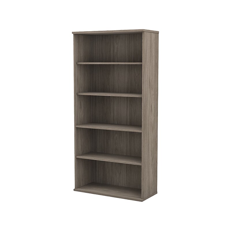 Bush Business Furniture Studio C 73"H 5-Shelf Bookcase with Adjustable Shelves, Modern Hickory Laminated Wood (SCB136MH) image 1