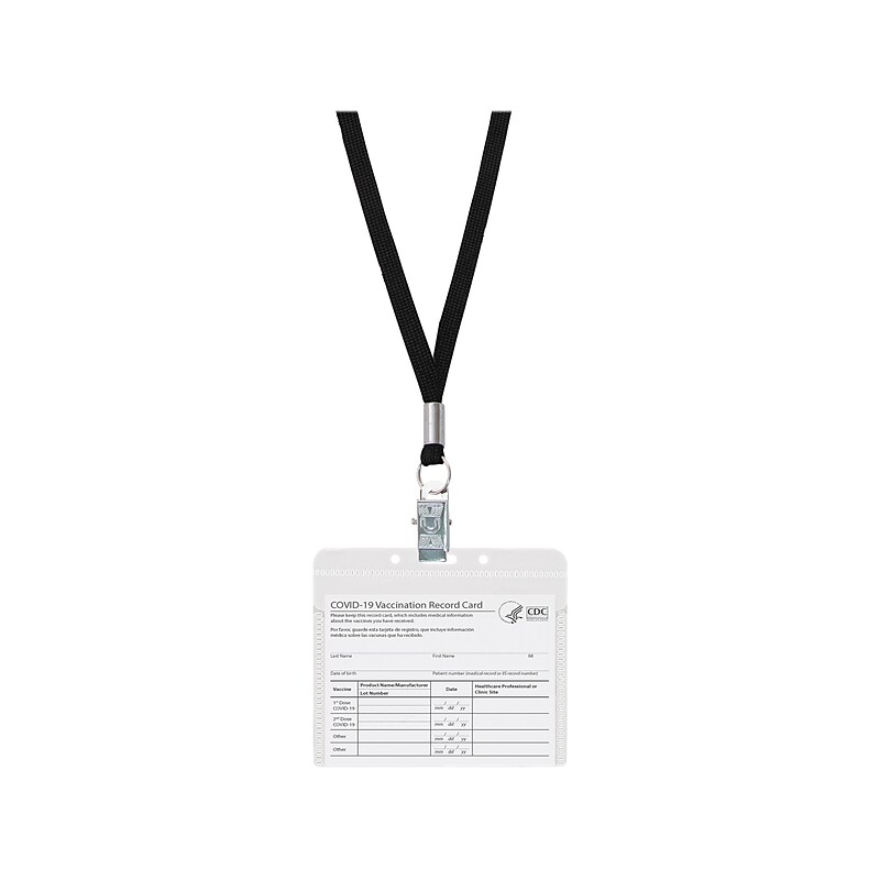 Advantus Vaccine Badge Holder with Lanyard, Clear (75526) image 1