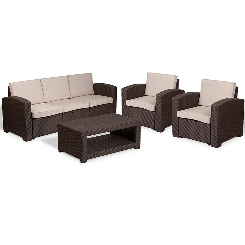 Flash Furniture 4 Piece Outdoor Rattan Set (DADSF113TCBN) image 1