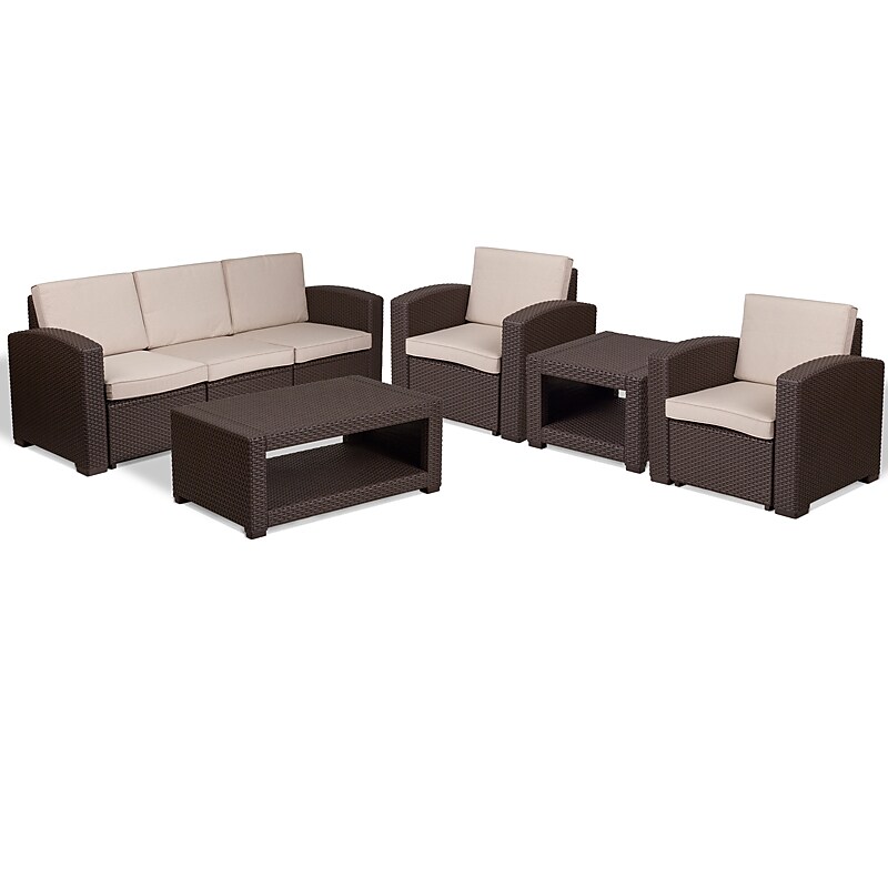 Flash Furniture 5 Piece Outdoor Rattan Set (DADSF113TEECBN) image 1
