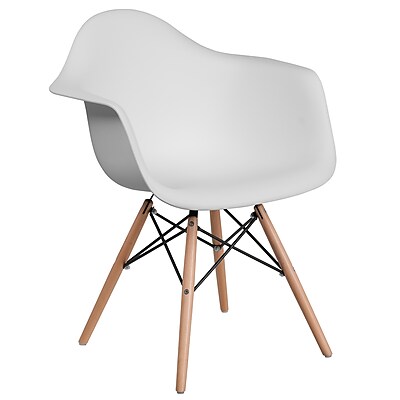 Flash Furniture Alonza Series White Plastic Chair with Wood Base