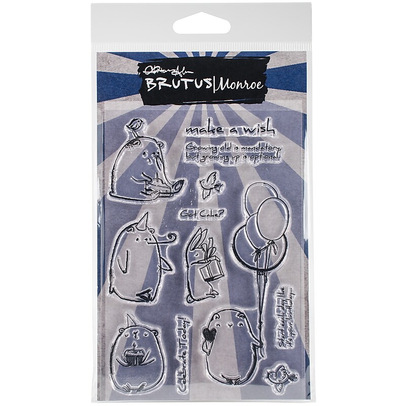 Brutus Monroe Birthday Bear Clear Stamps, 4" x 6", Clear  (BRU4579) image 1