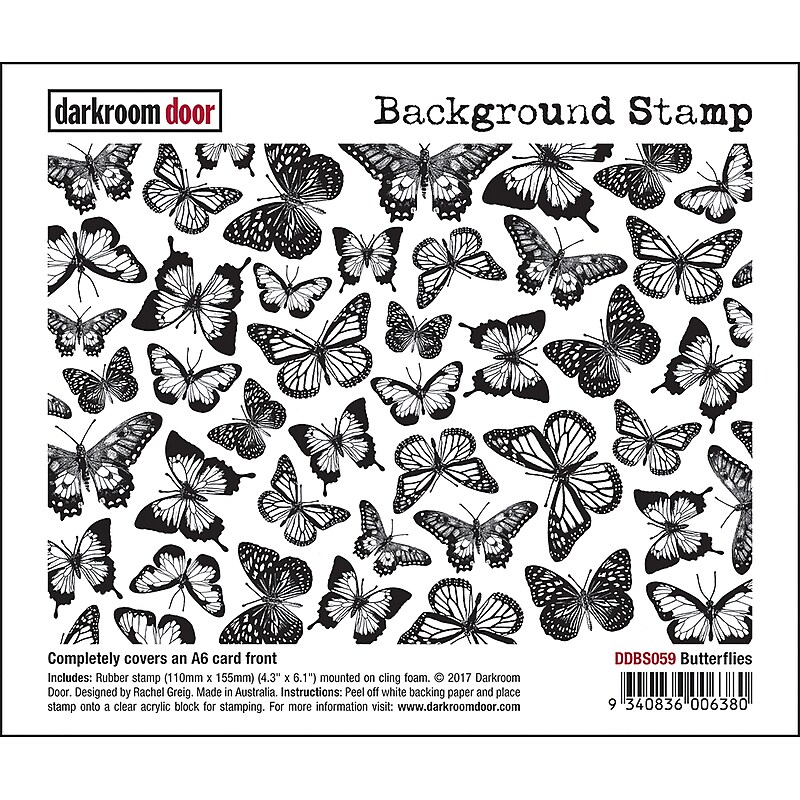 Darkroom Door Butterflies Background Cling Stamp, 4" x 6" (DDBS059) image 1