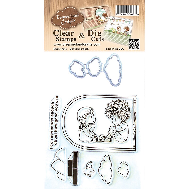 DreamerlandCrafts Can't Say Enough Clear Stamp & Die Set, 4" x 4" (D17016) image 1